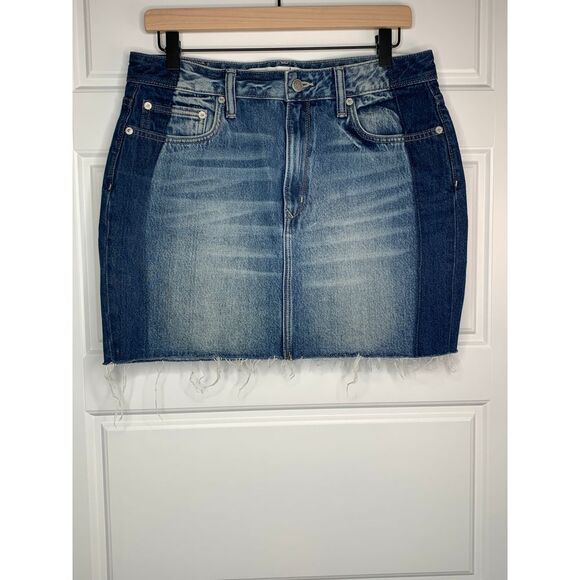 Lover + Friends Denim Skirt Womens 29 Blue Elijah Distressed Mini Cotton